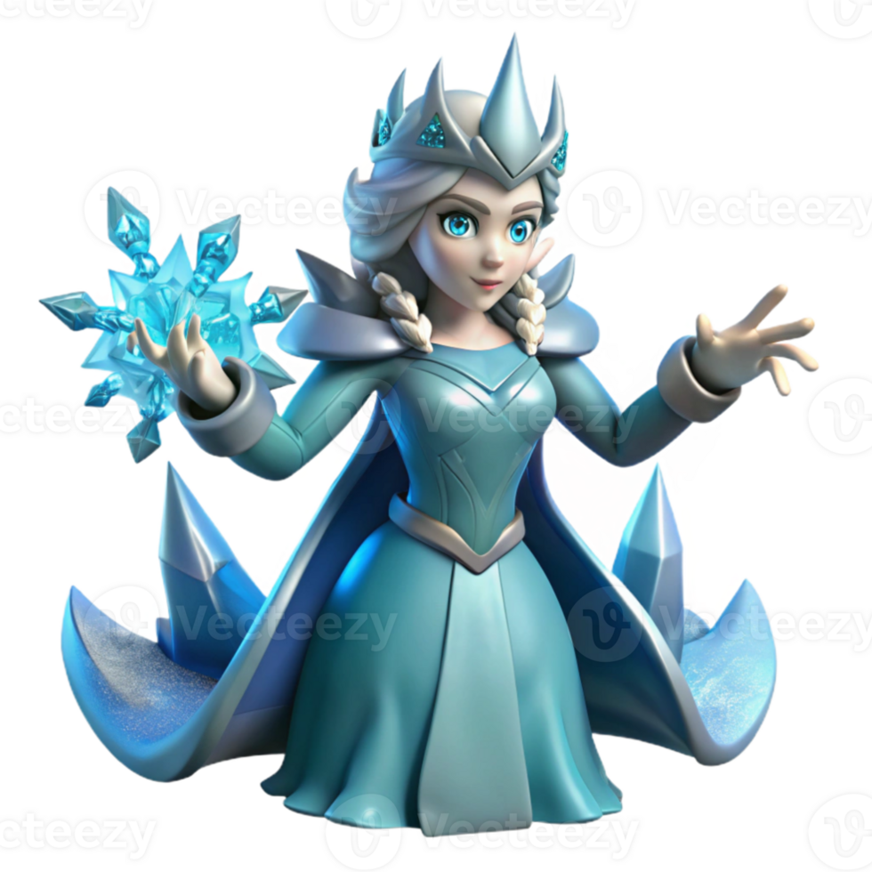 impressive artistic Ice Queen 3D Render exclusive png