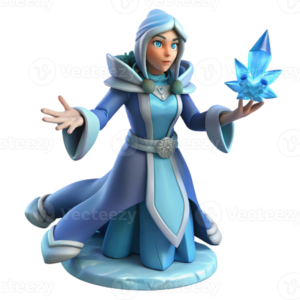 elegant abstract Ice Sorceress 3D Render premium png
