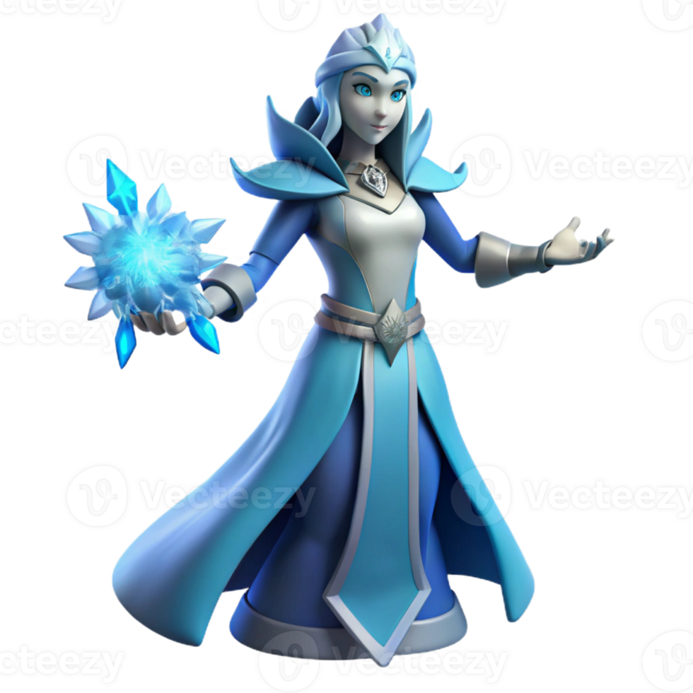 stunning vintage Ice Queen 3D Render Fantasy Character Illustration exclusive png