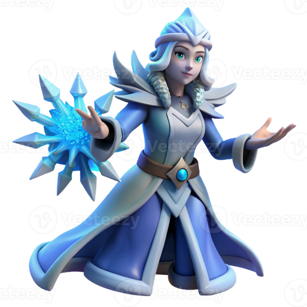 dramatic minimalist 3D Ice Queen Illustration authentic png
