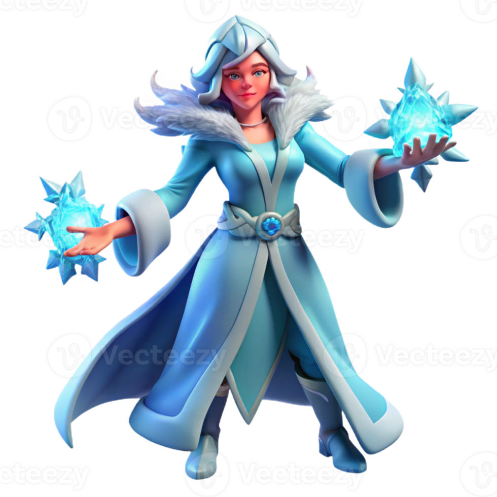 beautiful rustic Ice Sorceress 3D Render authentic png