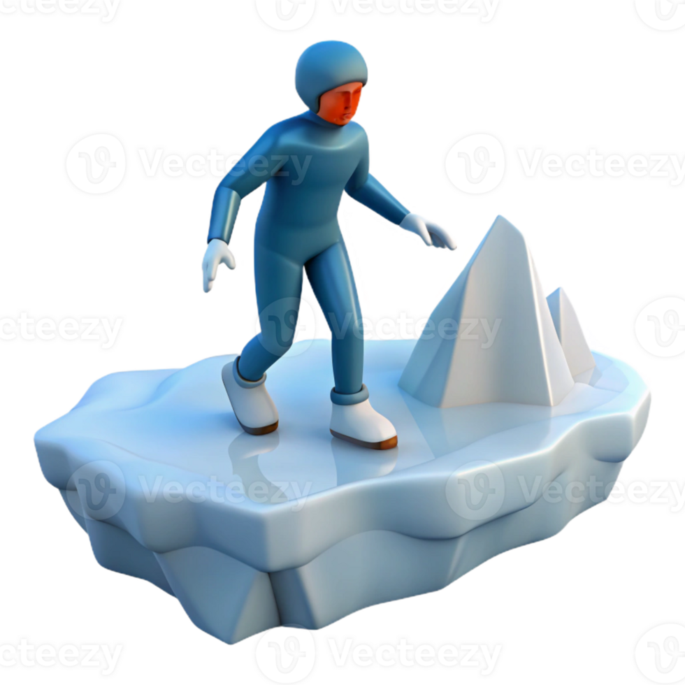impressive classic 3D Illustration Climber on Iceberg premium png