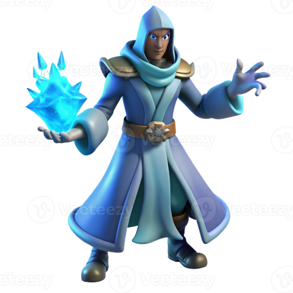 elegant creative 3D Render Ice Wizard authentic png