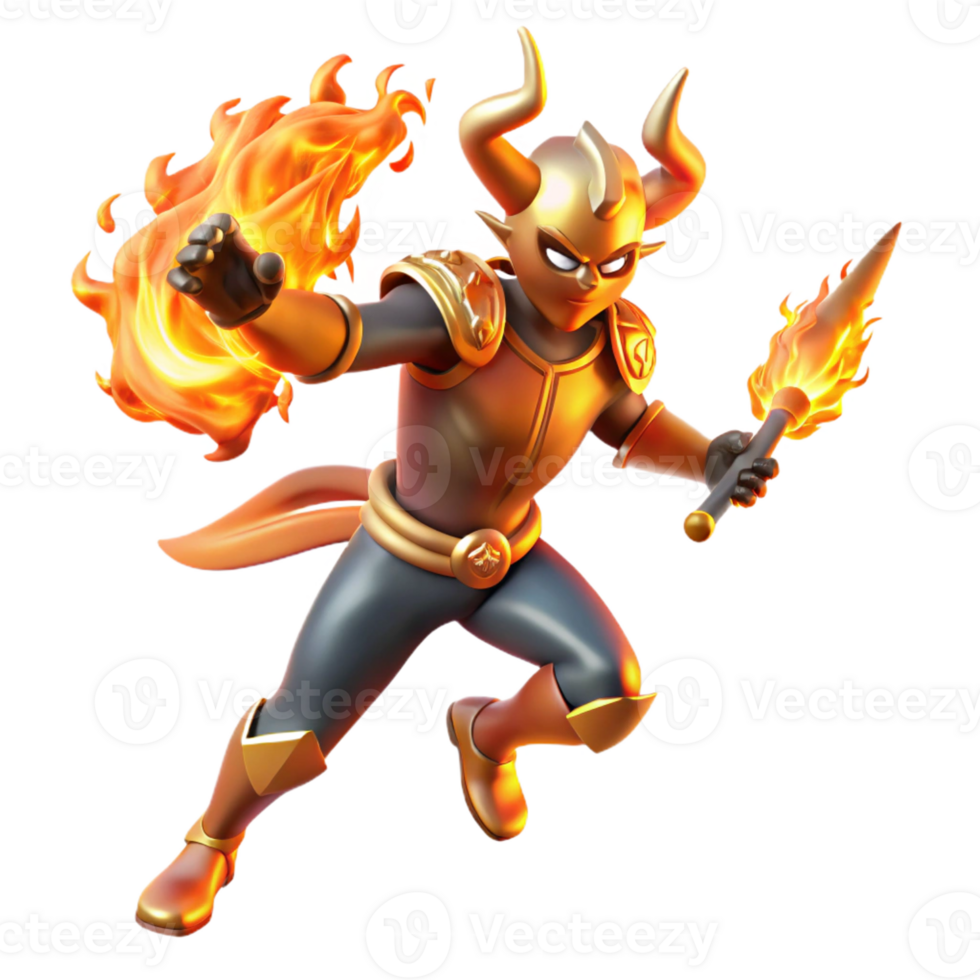 elegant rustic Fiery Minotaur 3D Render genuine png