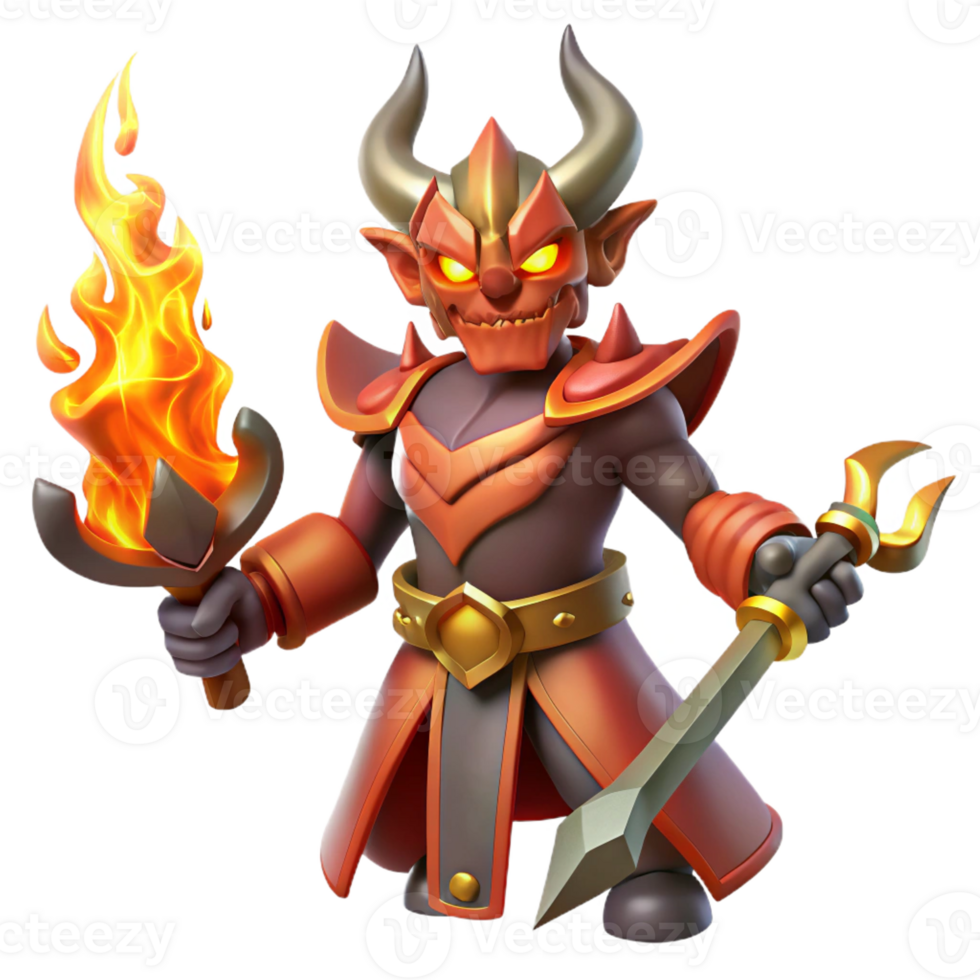 beautiful abstract Fiery Demon Lord 3D Render original png