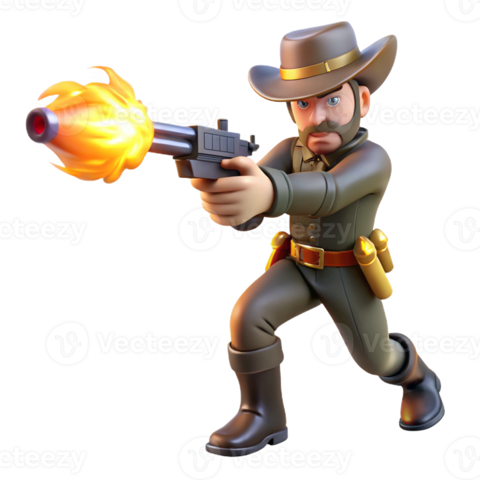 extraordinary modern 3D Cartoon Gunman Illustration authentic png