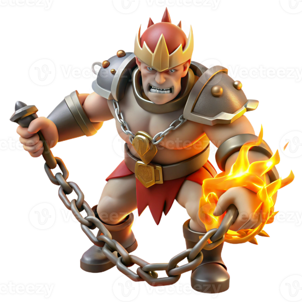 dramatic rustic Fiery King 3D Render high resolution png