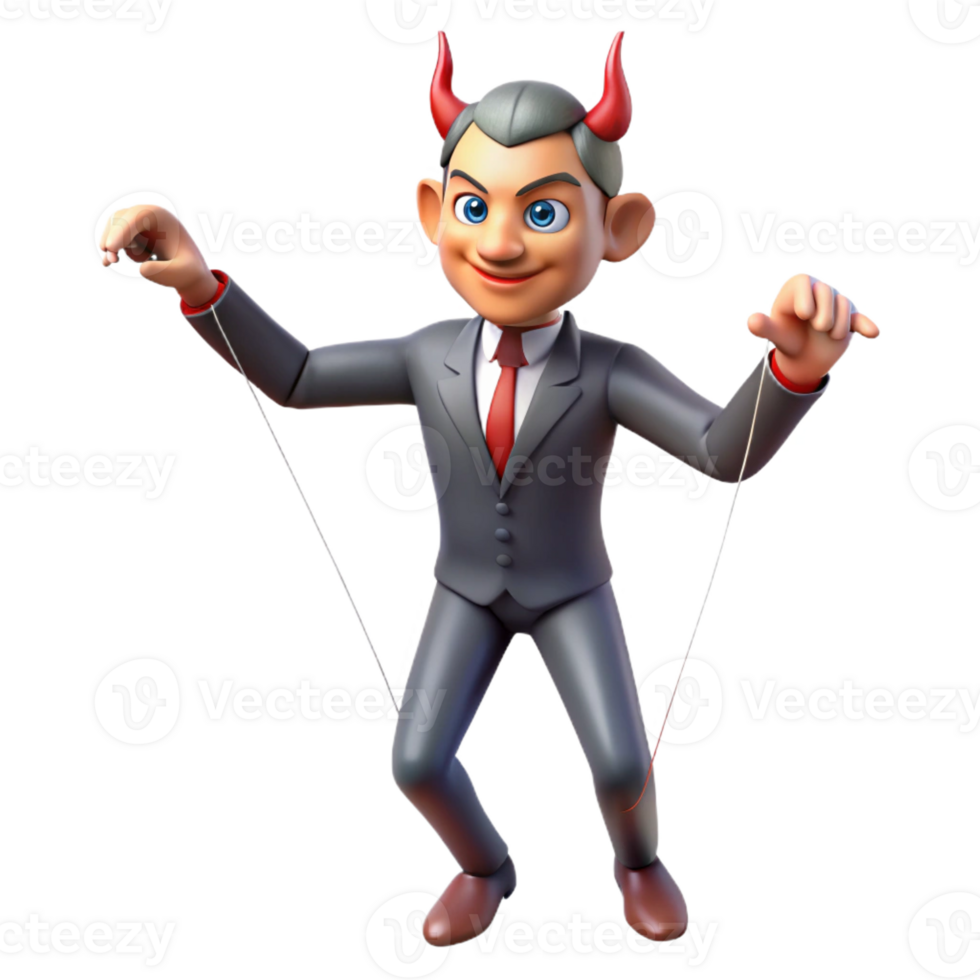 extraordinary vintage Devilish Businessman 3D Render high quality png