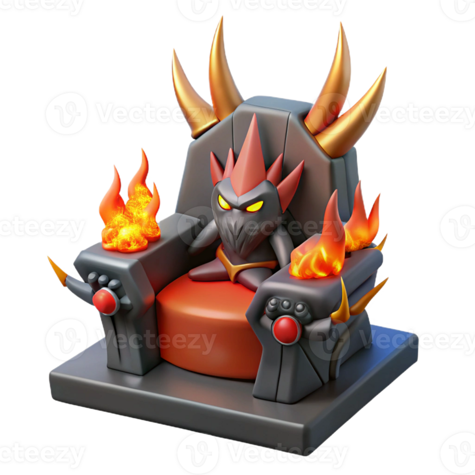 extraordinary traditional Fiery Throne 3D Render detailed png