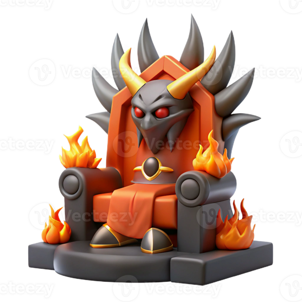 vibrant vintage Fiery Throne 3D Render professional png