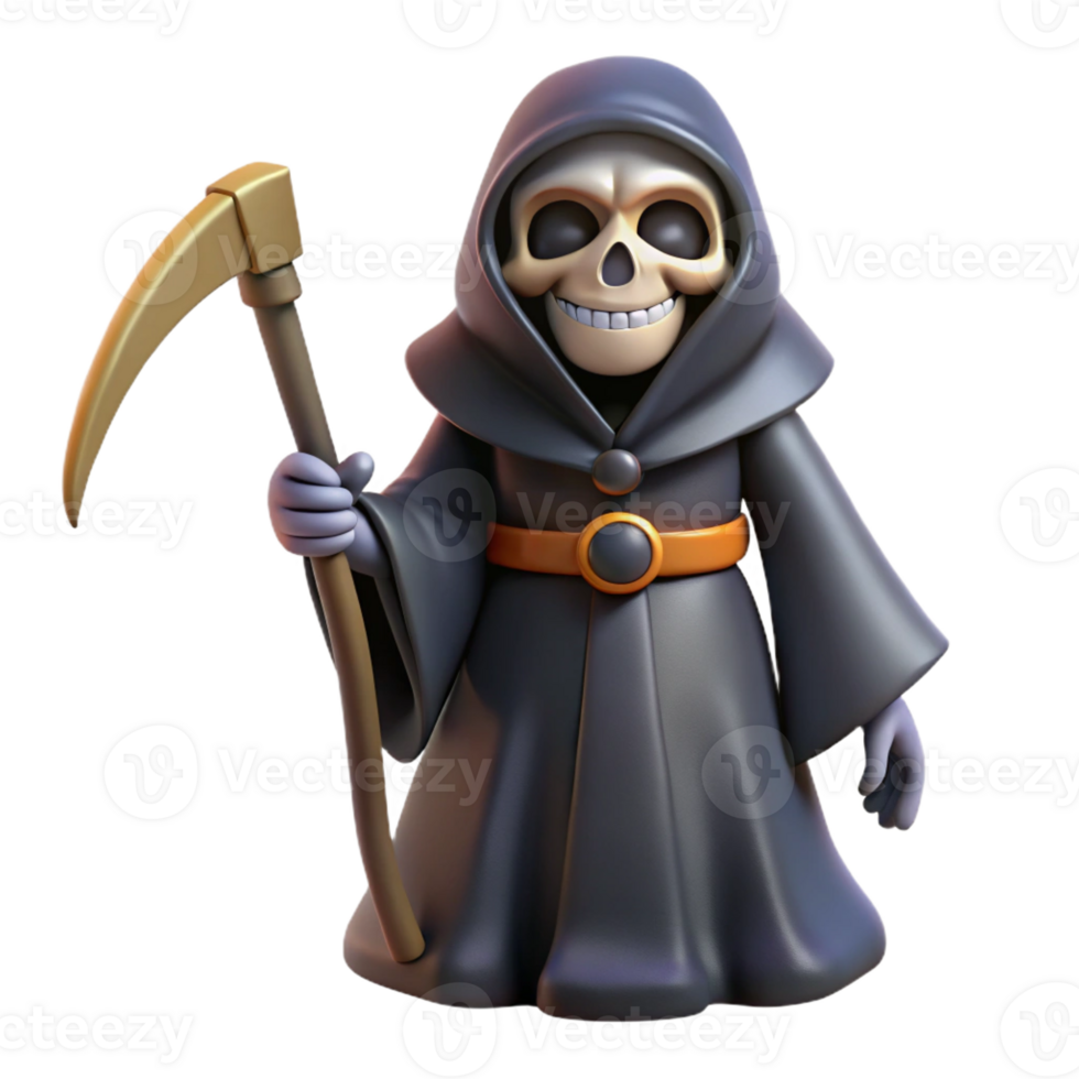 magnificent modern Cute Grim Reaper 3D Render authentic png