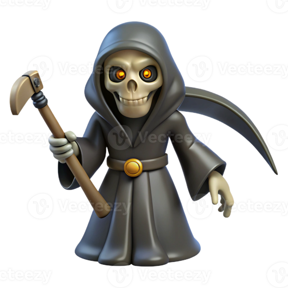 elegant classic Grim Reaper 3D Render authentic png
