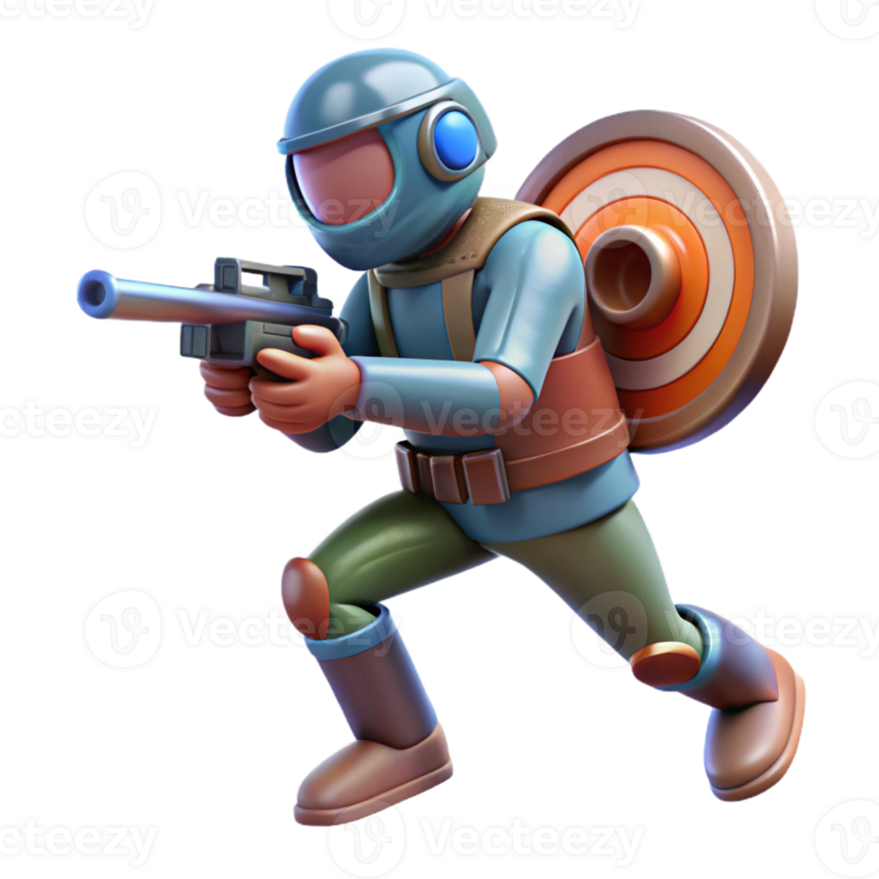 stunning vintage 3D Render of Retro Space Trooper authentic png