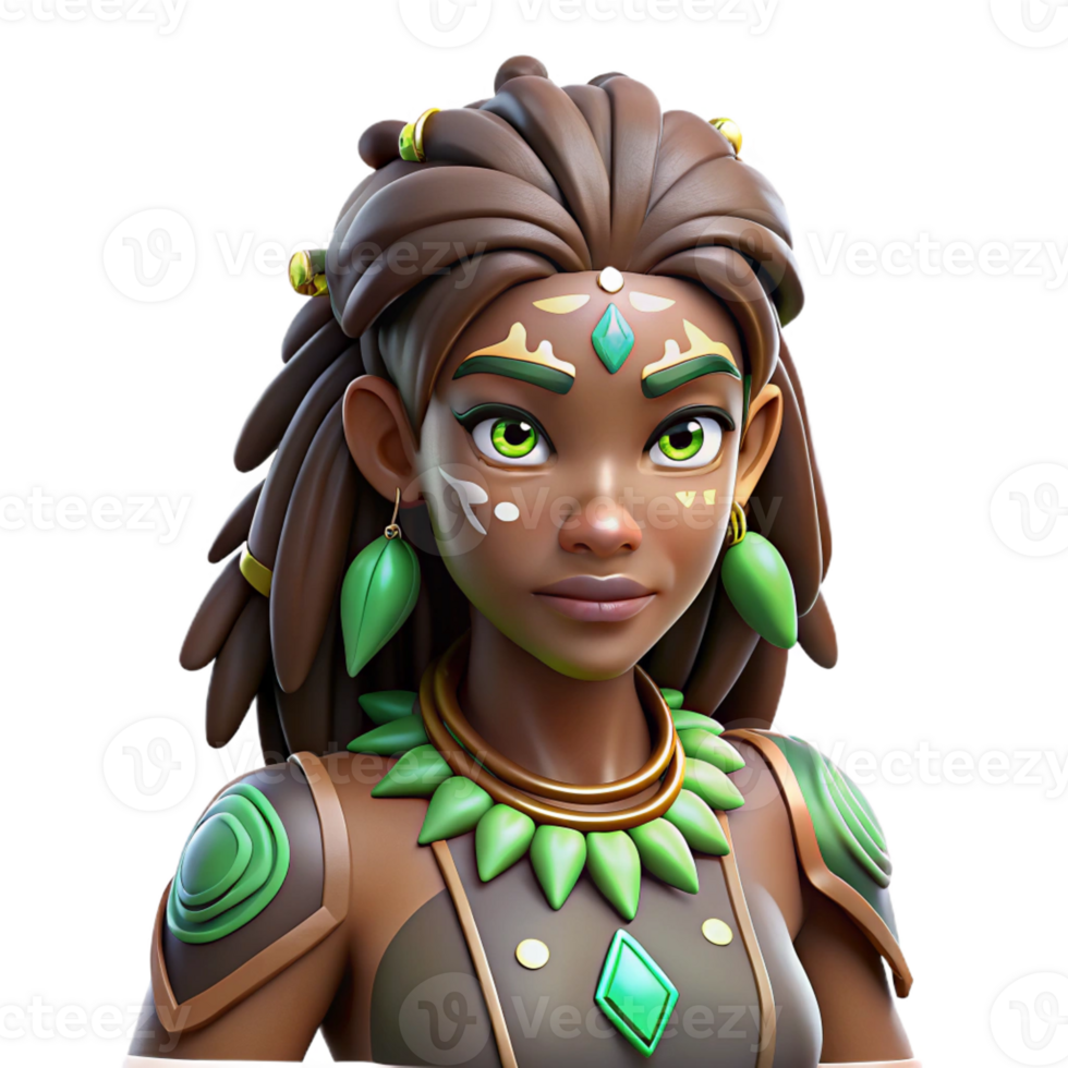stunning rustic 3D Render of Tribal Woman premium png