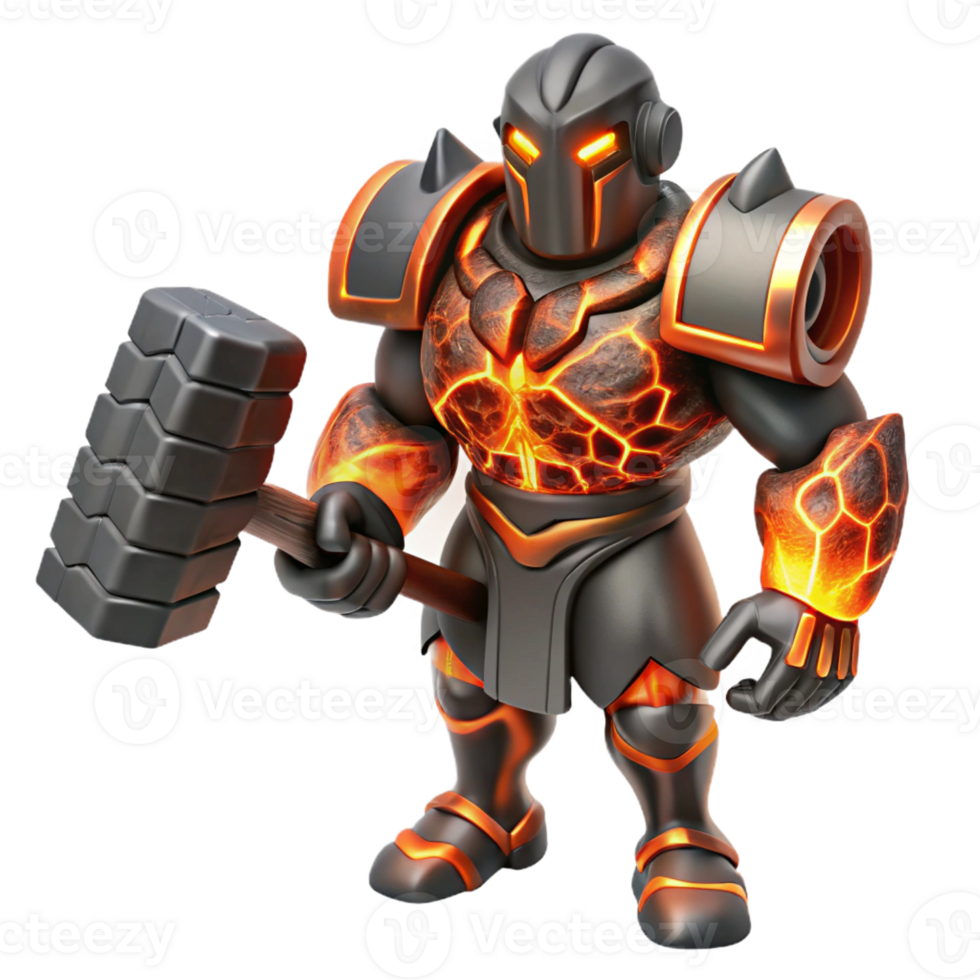 stunning rustic Lava Knight 3D Render original png