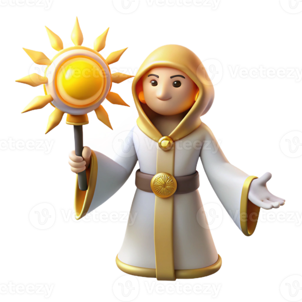 dramatic abstract 3D Render of a Friendly Mage 4K png