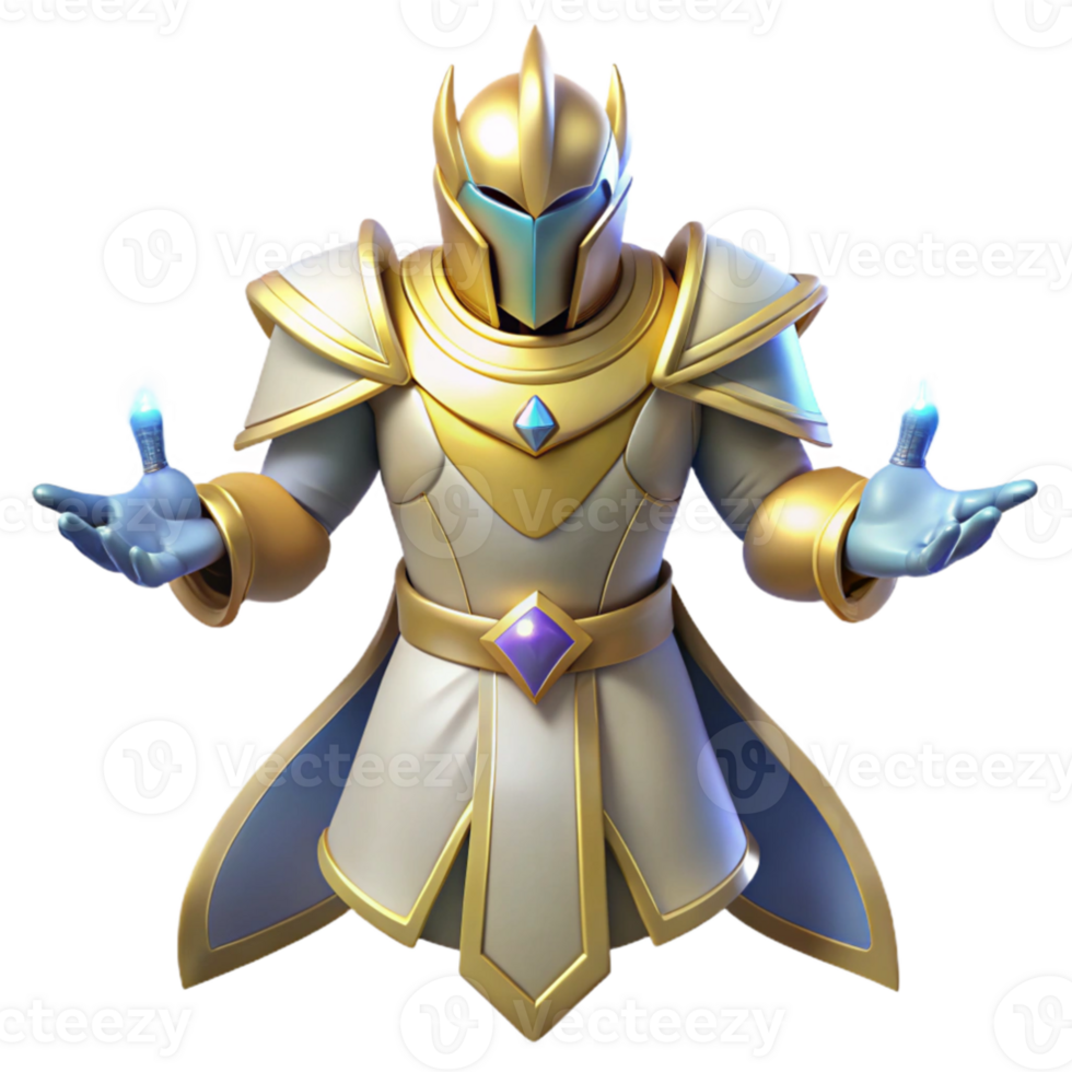 impressive abstract Golden Knight 3D Render high quality png