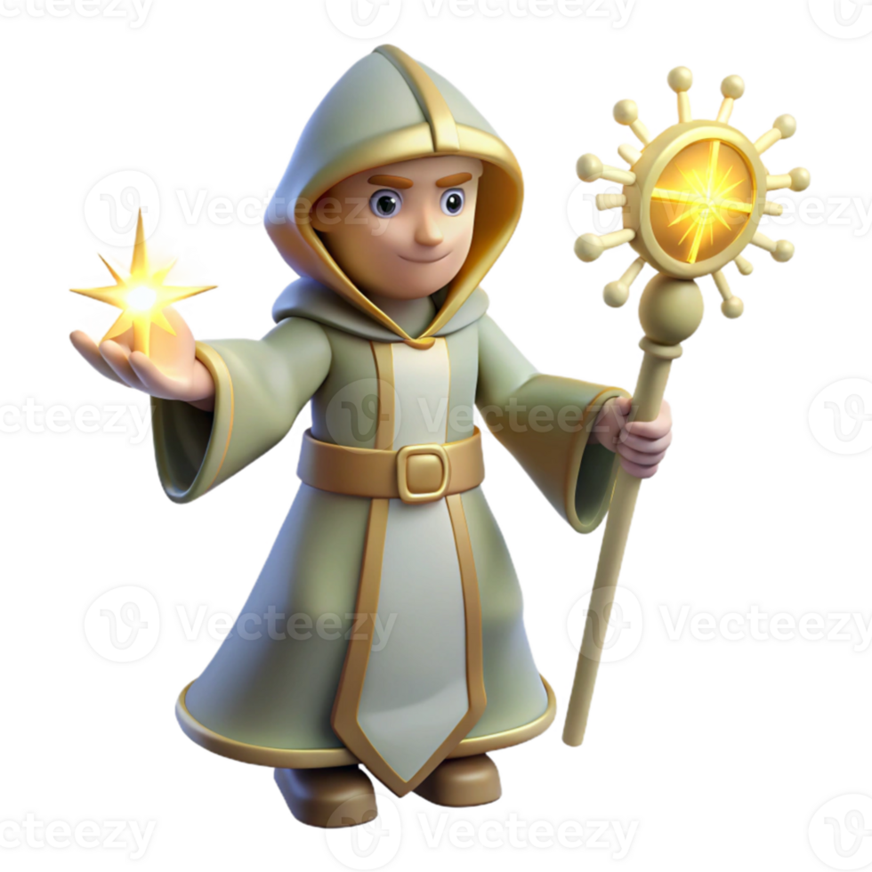 dramatic contemporary 3D Render of a Fantasy Wizard exclusive png