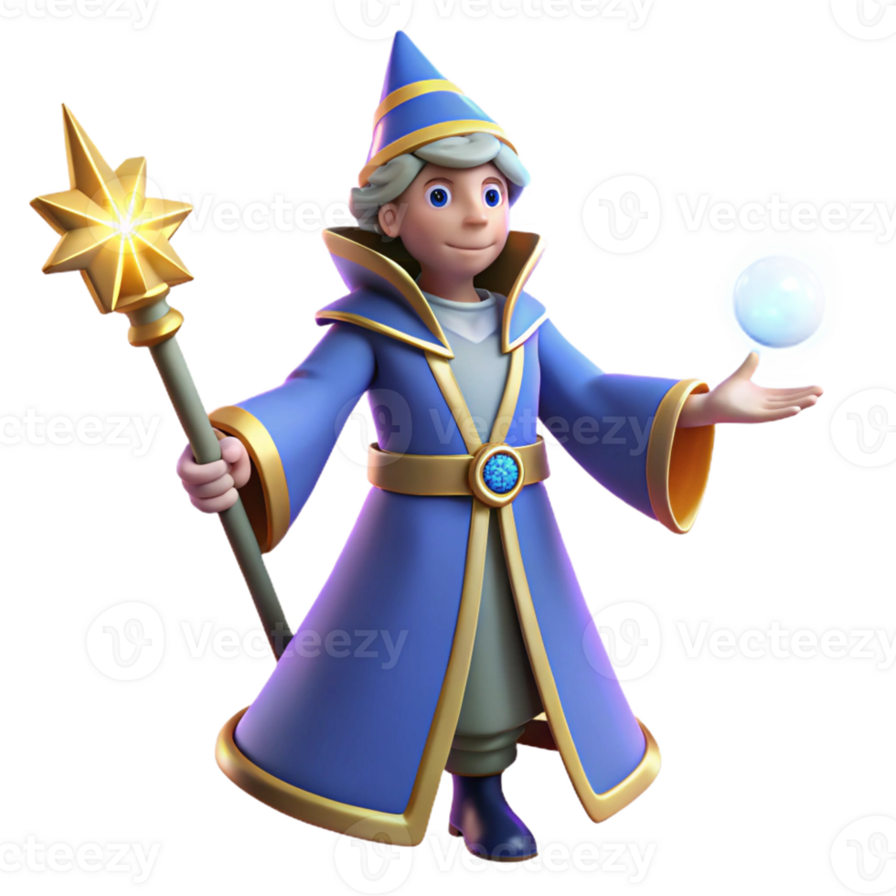 impressive modern Young Wizard 3D Render exclusive png