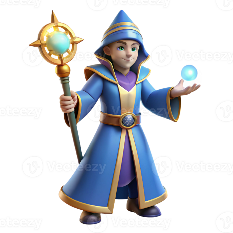 wonderful creative Young Wizard 3D Render genuine png