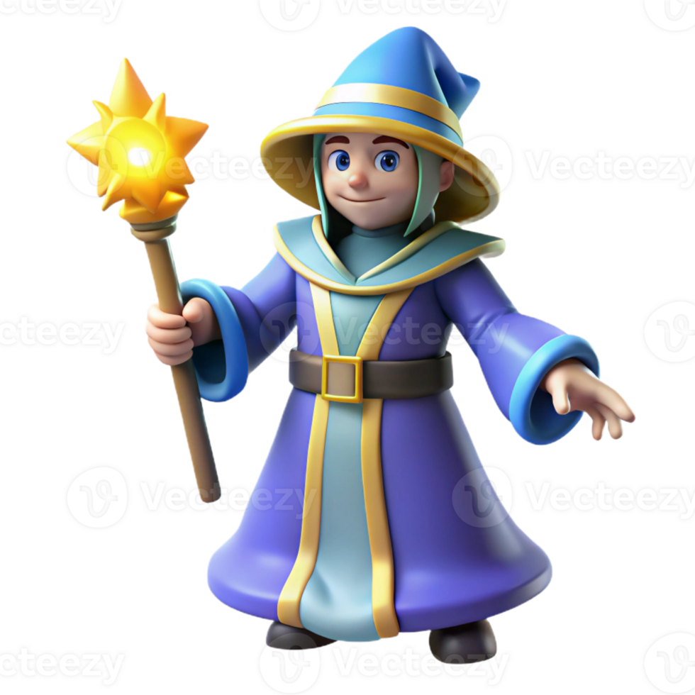 extraordinary creative Young Wizard 3D Render authentic png