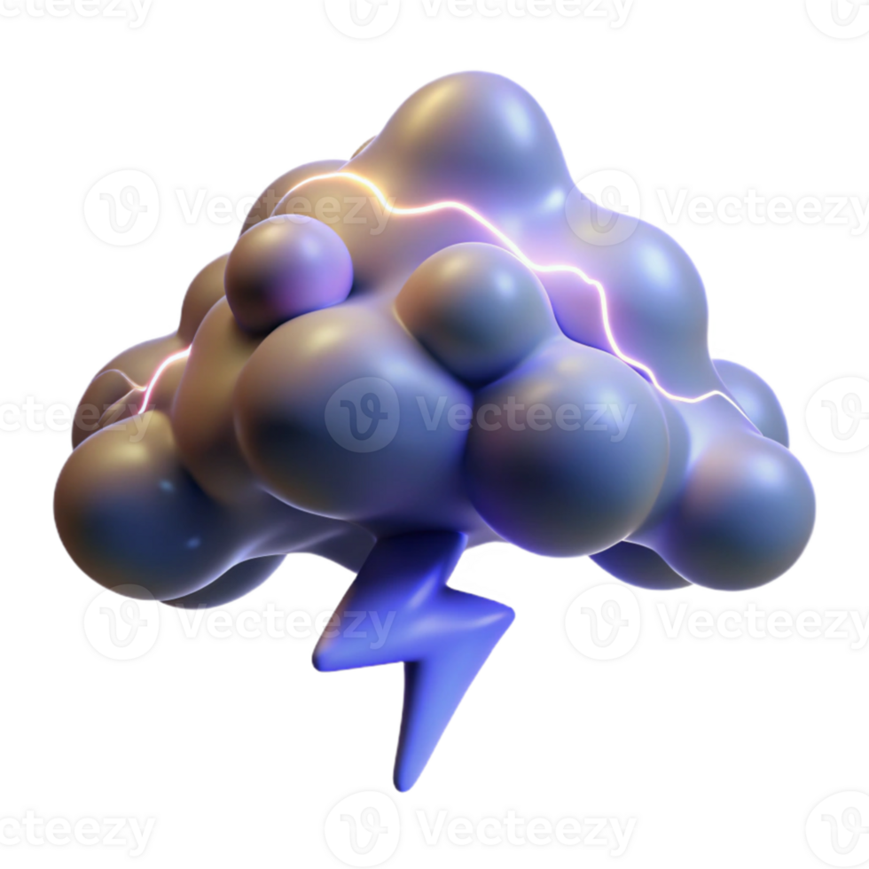 elegant artistic 3D Render Storm Cloud with Lightning high resolution png