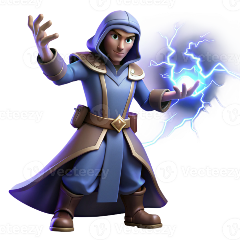 magnificent abstract 3D Render Wizard Casting Spell detailed png