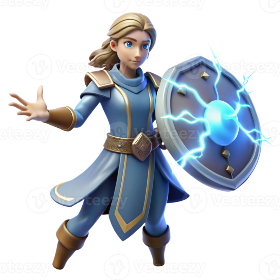 elegant modern Fantasy Girl 3D Render, Magical Shield original png
