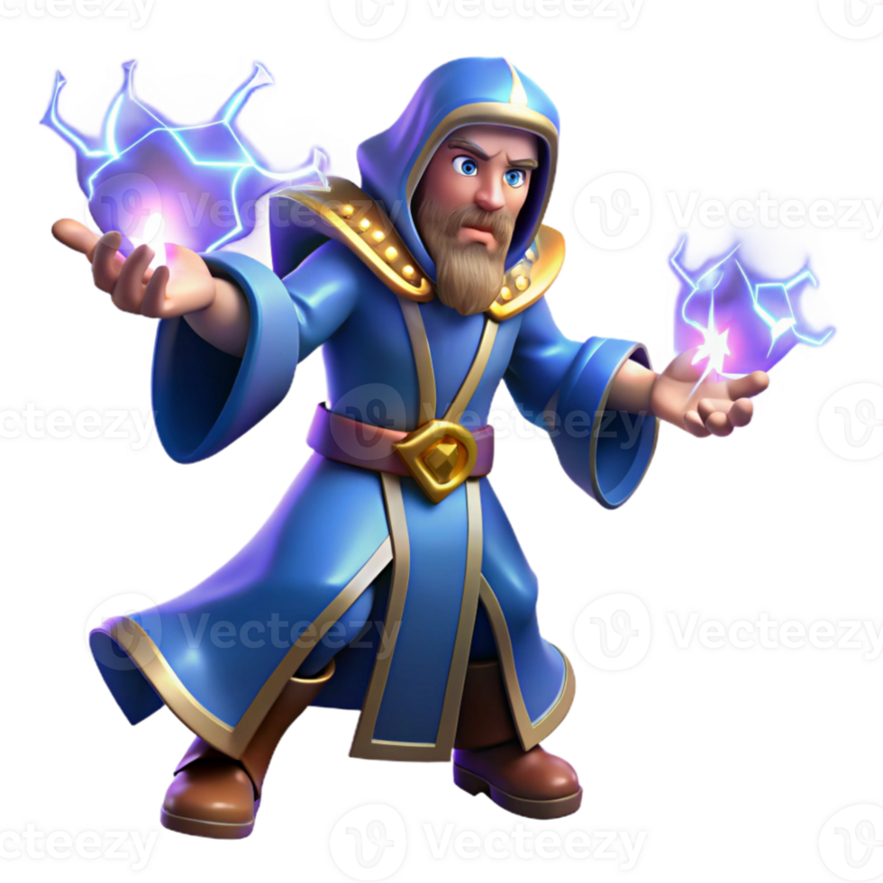 serene modern Wizard 3D Render, Fantasy Character Illustration high resolution png