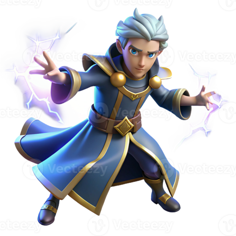 vibrant minimalist Young Wizard 3D Render high resolution png