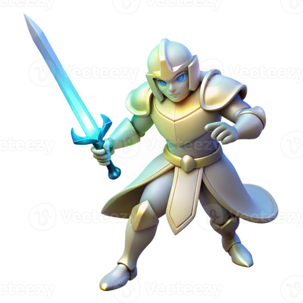 serene classic 3D Render Knight Illustration Golden Armor, Fantasy Warrior original png