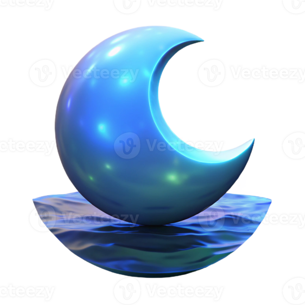 magnificent abstract Crescent Moon 3D Render professional png