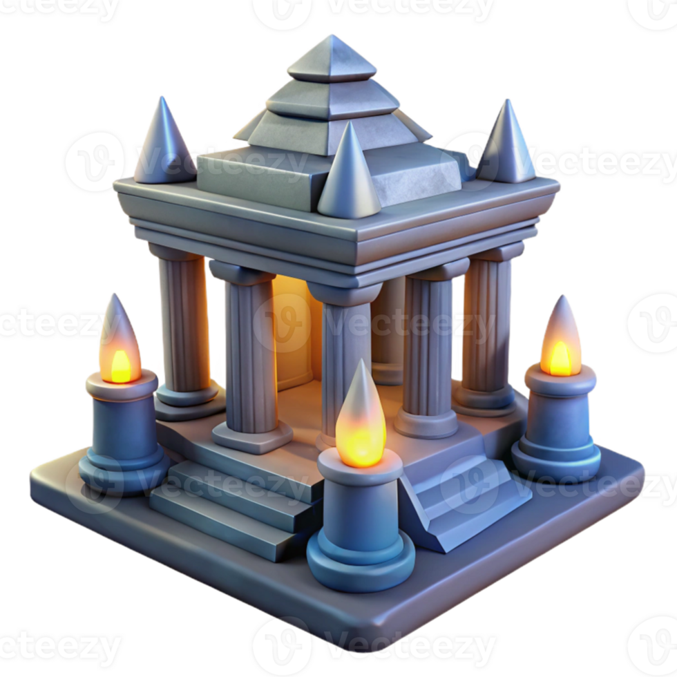 vibrant rustic 3D Model Ancient Temple with Candles premium png