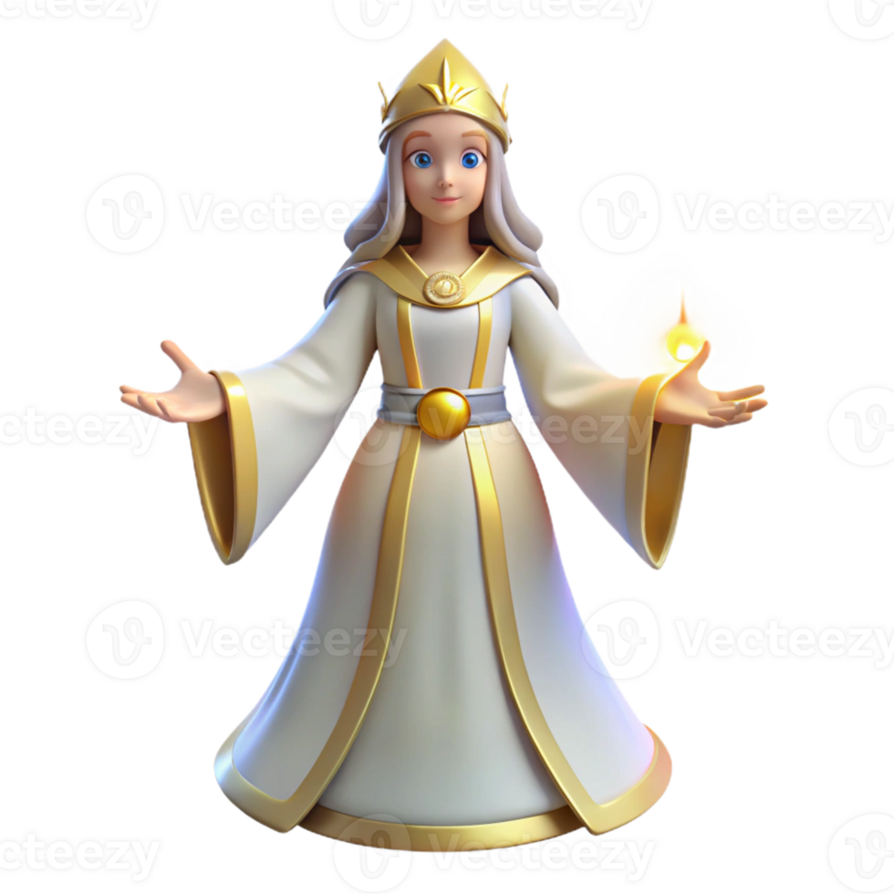 elegant minimalist 3D Render of a Fairytale Queen premium png