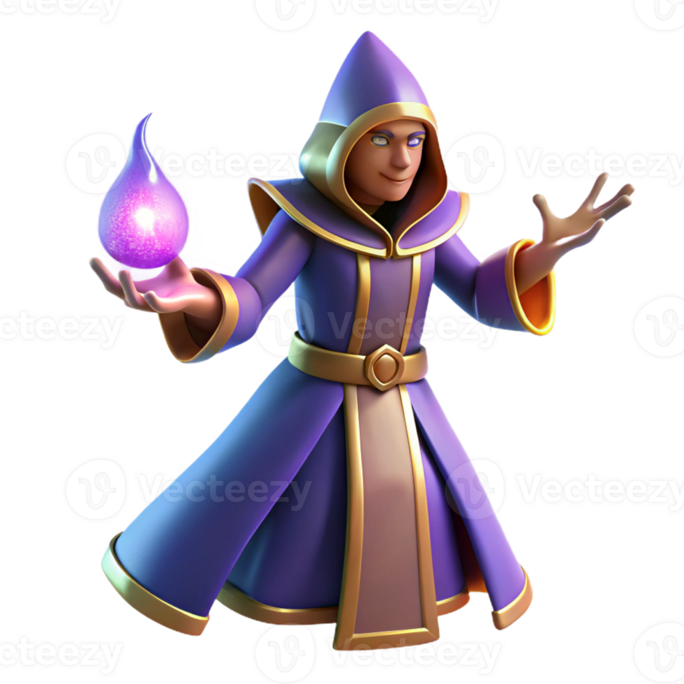 beautiful abstract Wizard 3D Render Fantasy Magic Game professional png