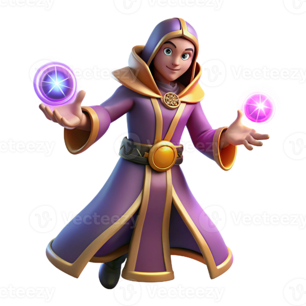 wonderful rustic Young Wizard 3D Render high resolution png