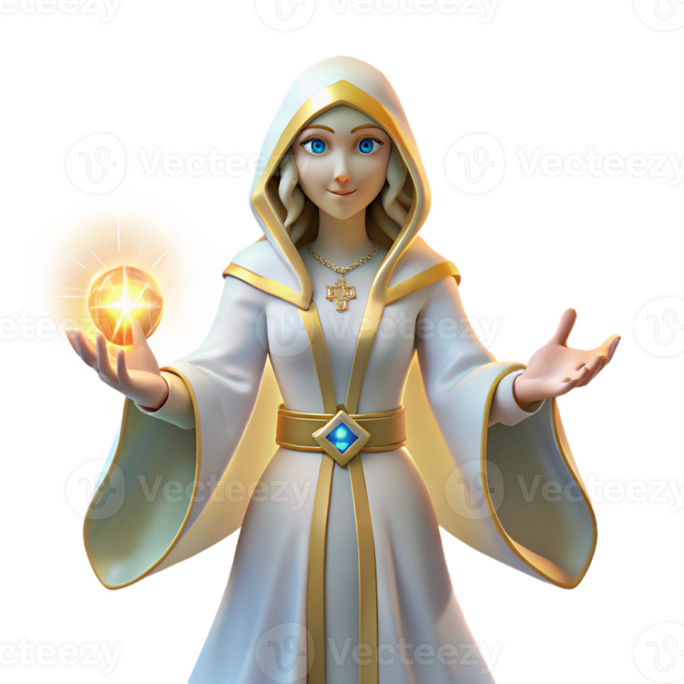 stunning artistic 3D Render of a Female Mage authentic png