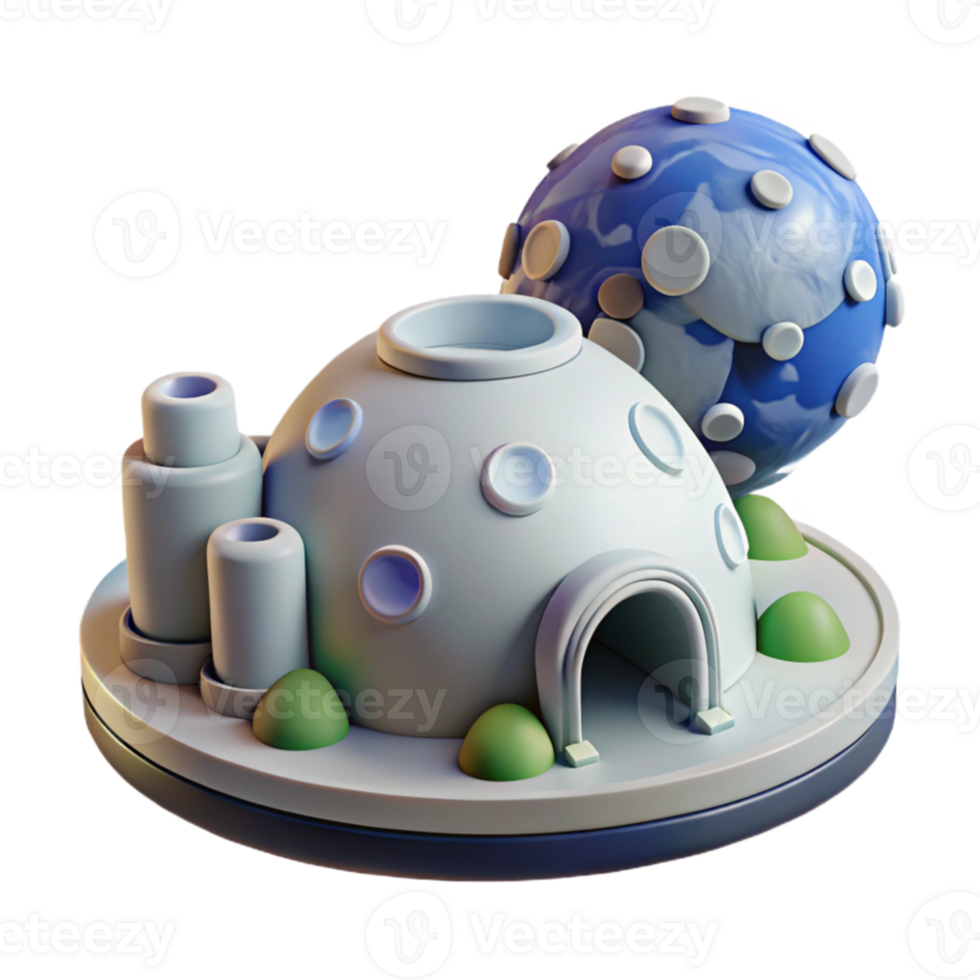 stunning modern 3D Render of Futuristic Igloo Habitat detailed png