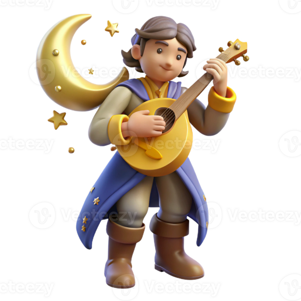 dramatic artistic 3D Render Musician Fantasy Character high resolution png