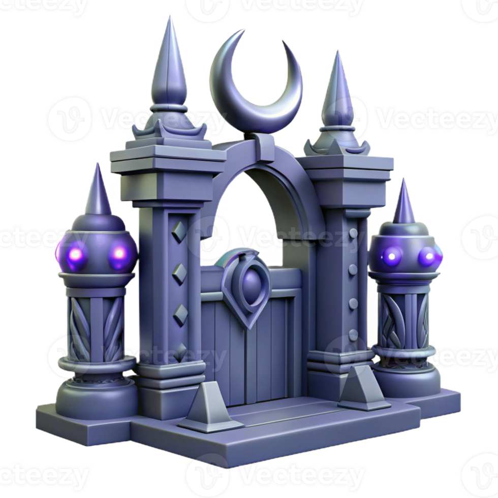elegant minimalist Fantasy Gate 3D Model high resolution png