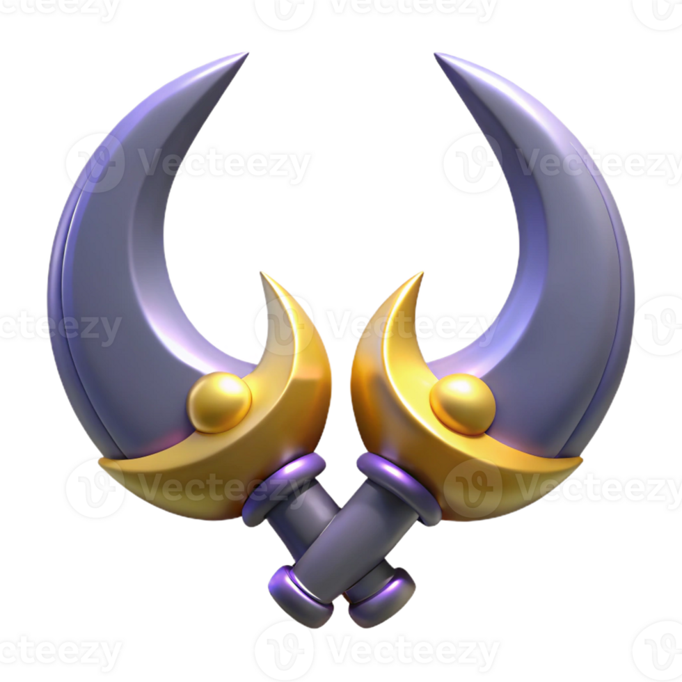 vibrant rustic Crescent Blades 3D Render high resolution png