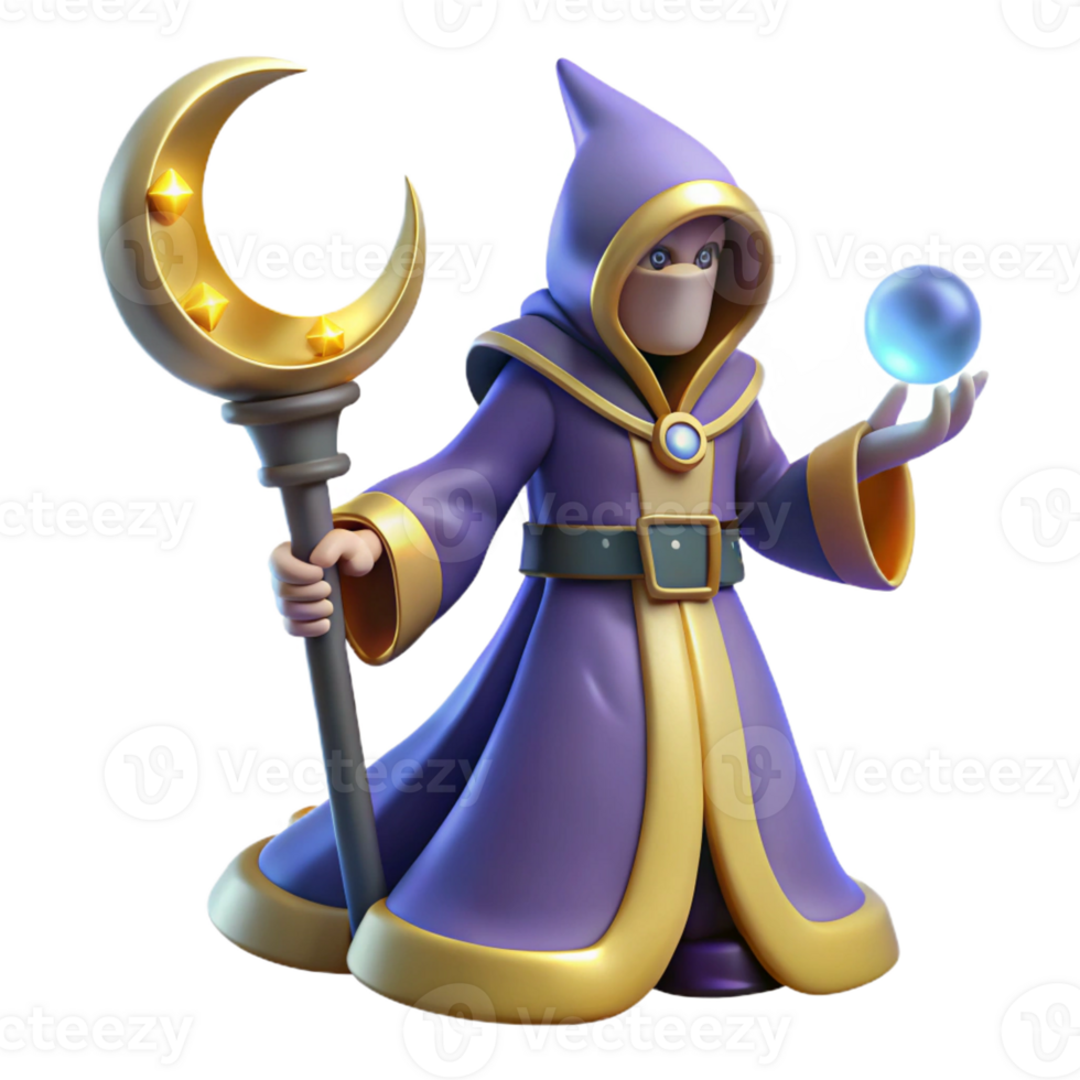 vibrant contemporary Fantasy Wizard 3D Render exclusive png