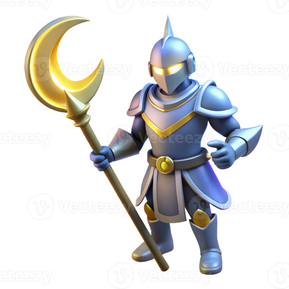serene abstract 3D Render Moon Knight Cartoon Character original png