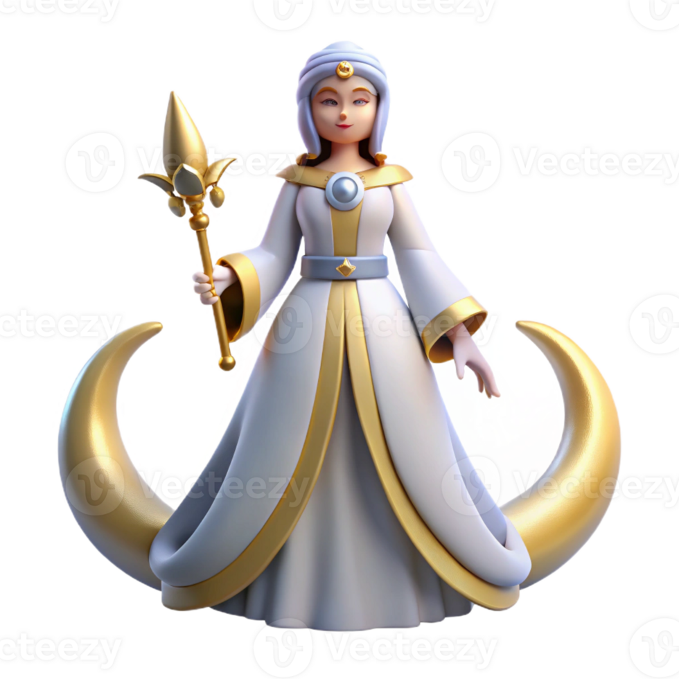 wonderful creative 3D Render Moon Goddess Illustration exclusive png