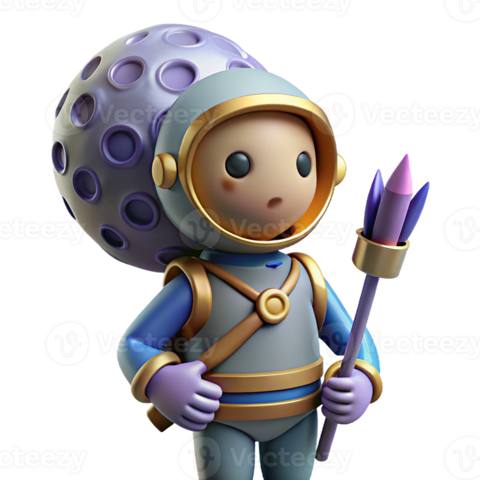 serene creative Adorable 3D Astronaut with Moon Backpack original png