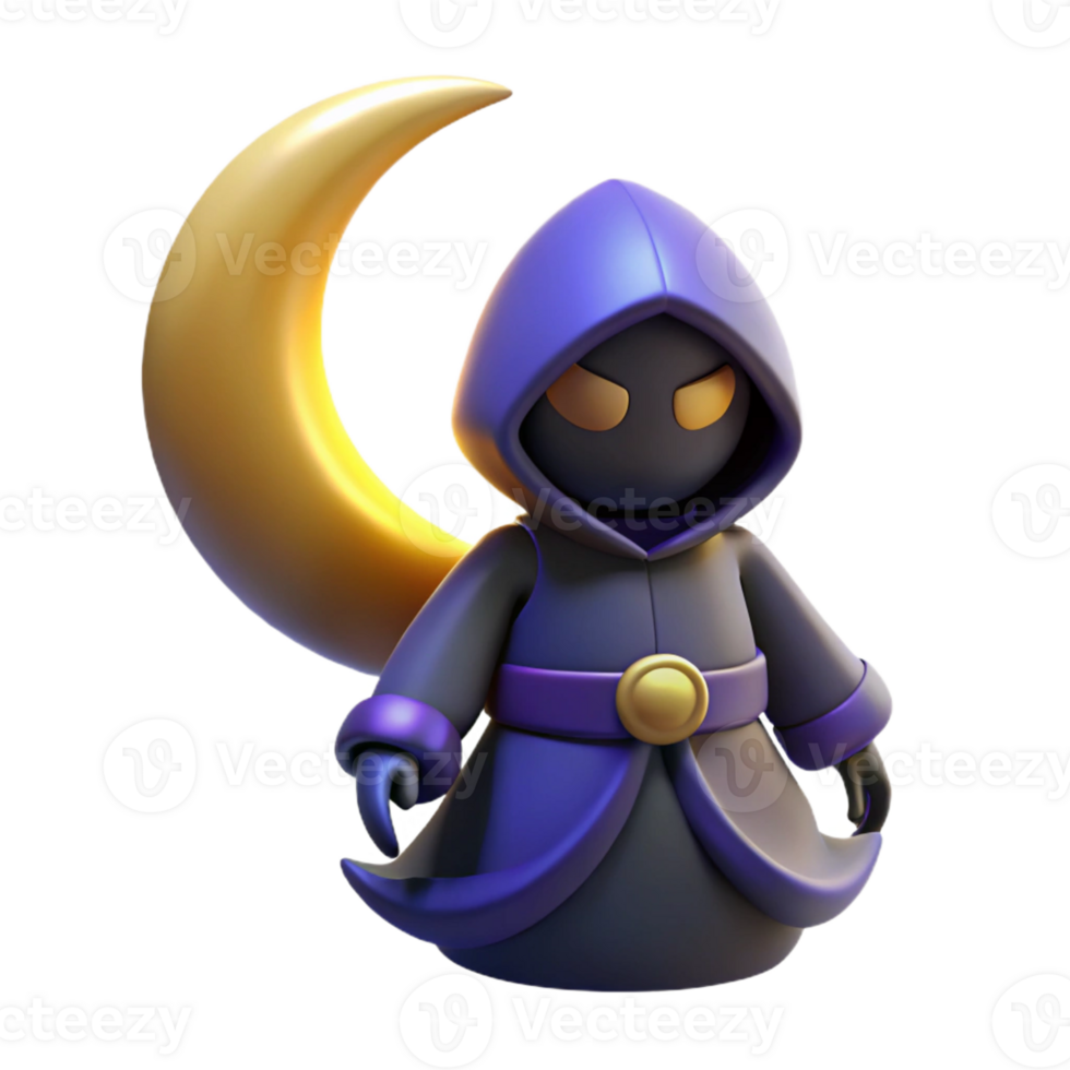 vibrant contemporary 3D Render Moonlit Sorcerer Illustration genuine png