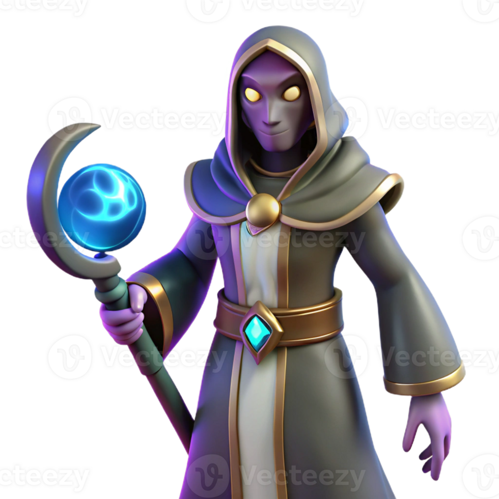 extraordinary classic 3D Render of a Fantasy Wizard detailed png