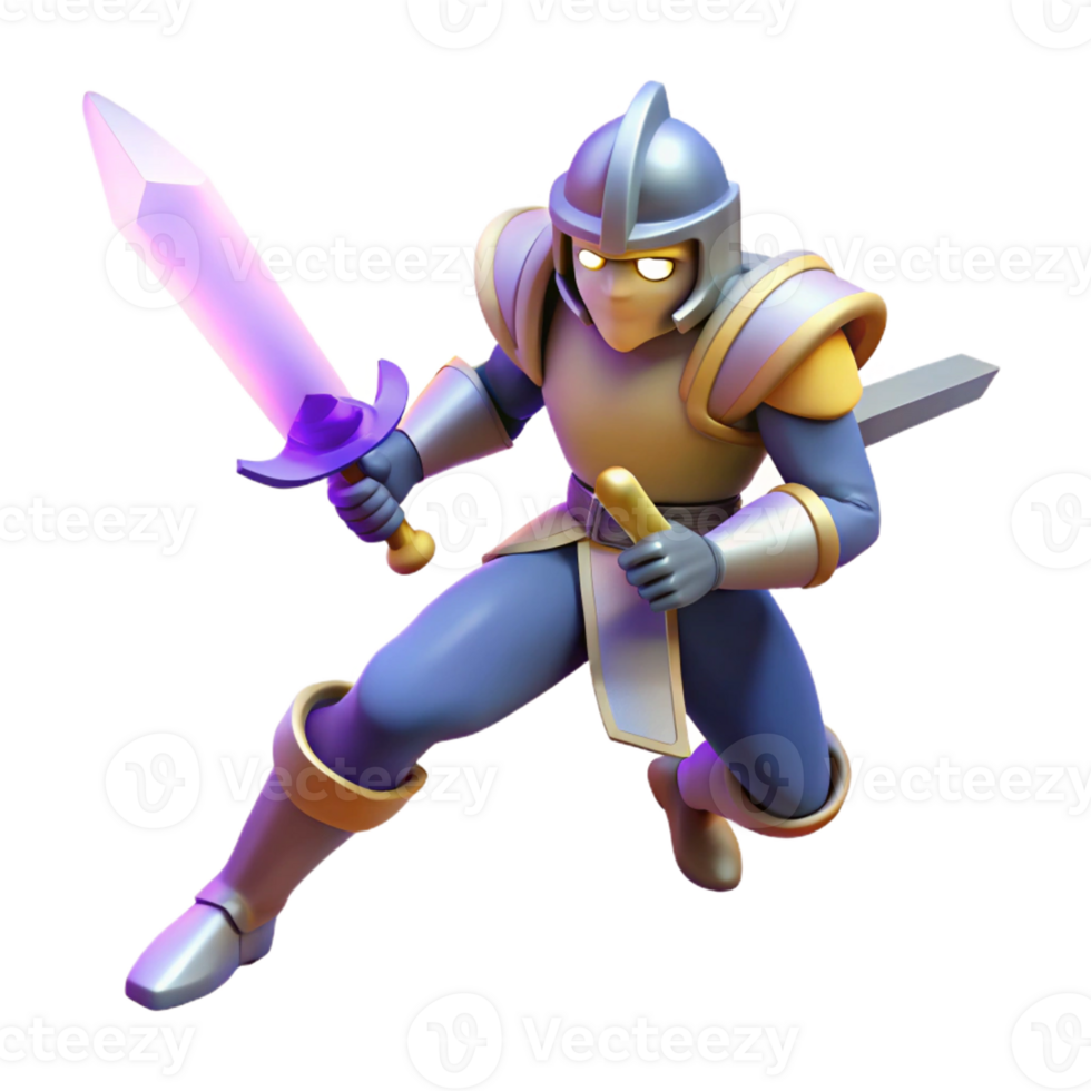 dramatic classic 3D Stylized Knight Illustration 4K png