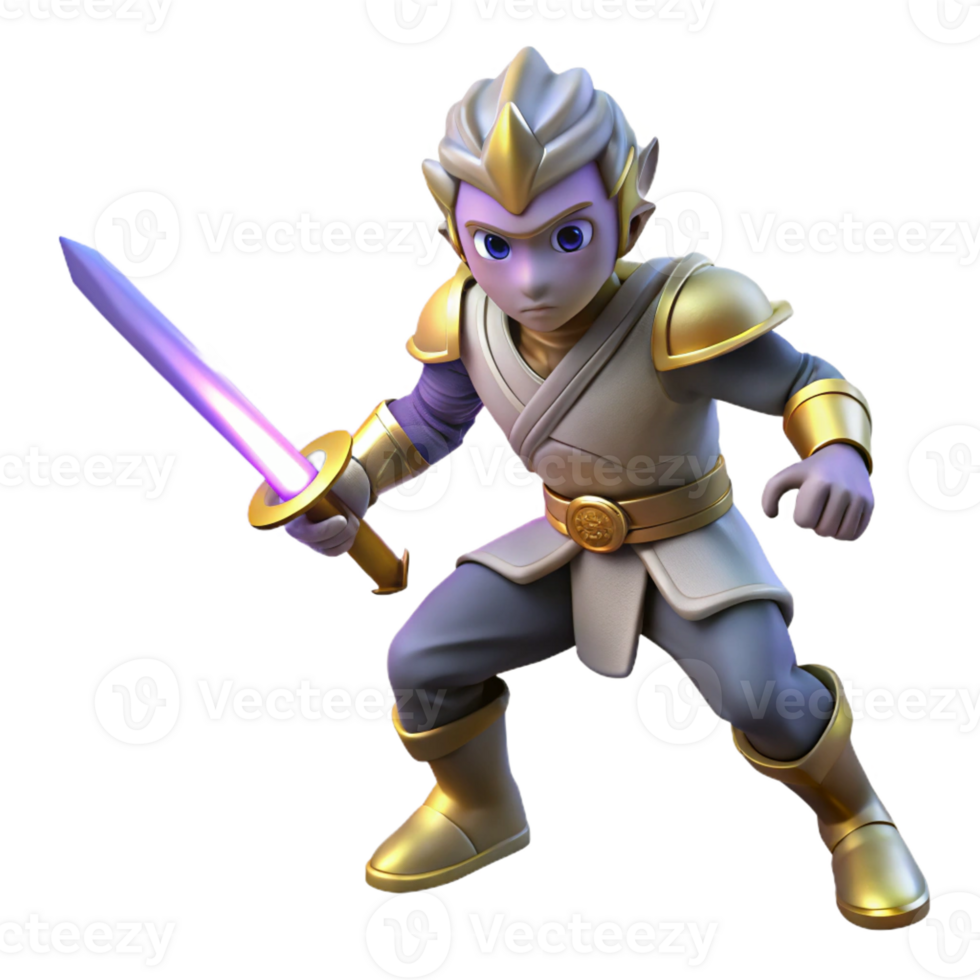 stunning vintage Fantasy 3D Render of a Young Warrior authentic png