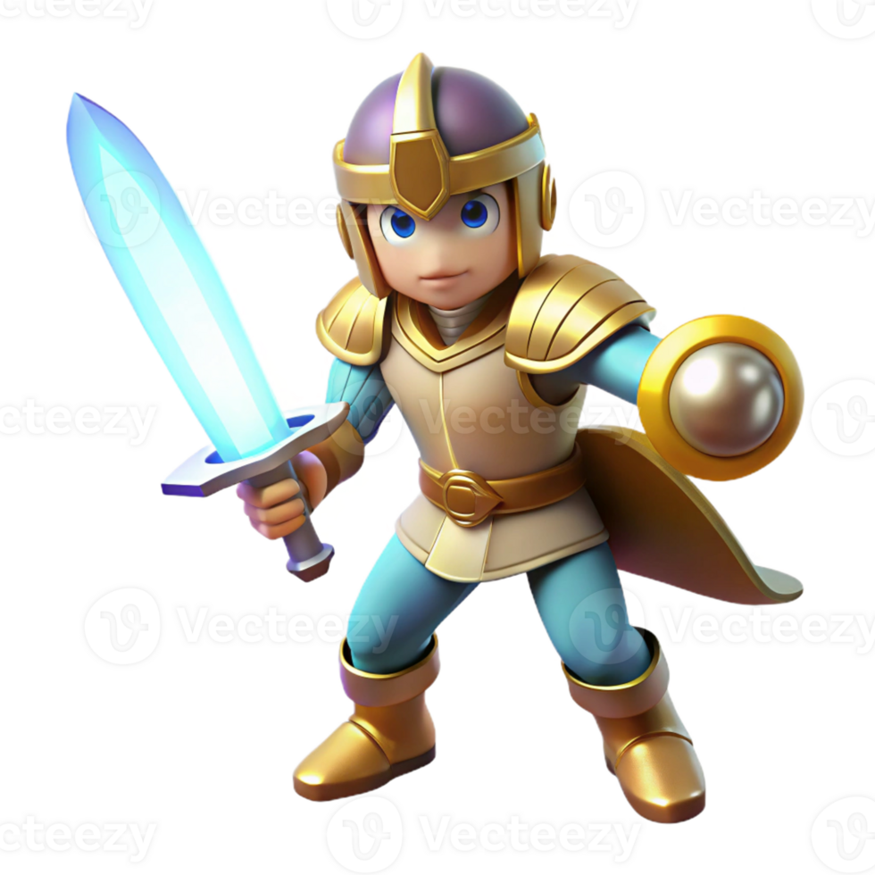 vibrant modern Brave Knight 3D Render genuine png